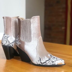 Velvet, ankle, cowboy boots. New, never been worn!